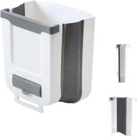 Poubelle De Cuisine Suspendue Composteur Mural 10L Pliable Pour Armoire Bureau Salle De Bain