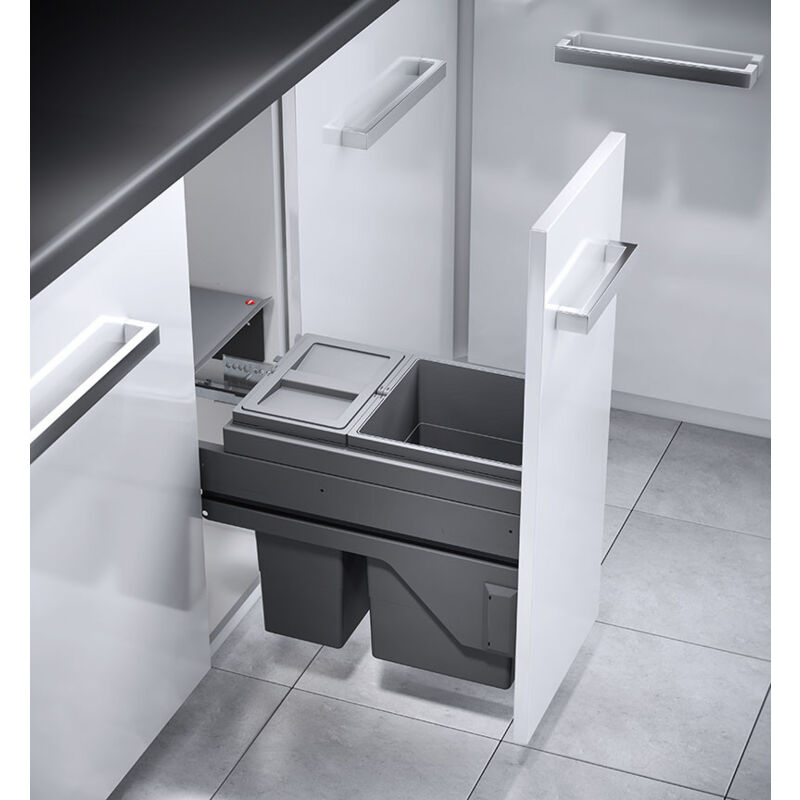 Poubelle de cuisine tri sélectif 2 bacs encastrable 25L (15+10) Hailo as Cargo