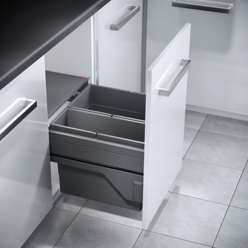 Hailo - Poubelle de cuisine tri sélectif 2 bacs encastrable 45L (28+17) Cargo