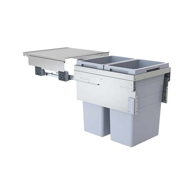 Hailo - Poubelle de cuisine tri sélectif 2 bacs encastrable 80L (38+38) Euro Cargo 500