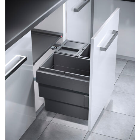 Poubelle de cuisine tri sélectif 3 bacs encastrable 54L (28+13+13) Hailo Cargo Synchro