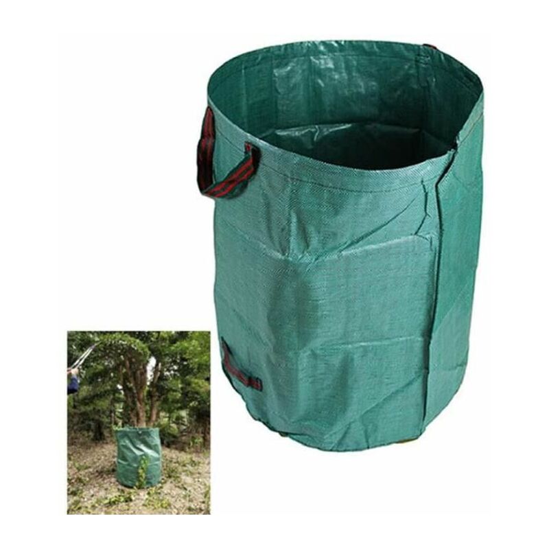 Poubelle de jardin, crématorium de jardin vert avec poignée, grand sac tissé 60 300 litres, 4 queues Extérieur