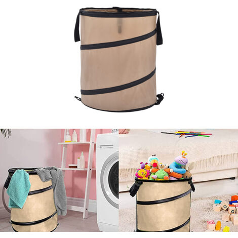 Poubelle de jardin pliable 37.8L avec armature métallique, sac de rangement Oxford pour feuilles, déchets et objets