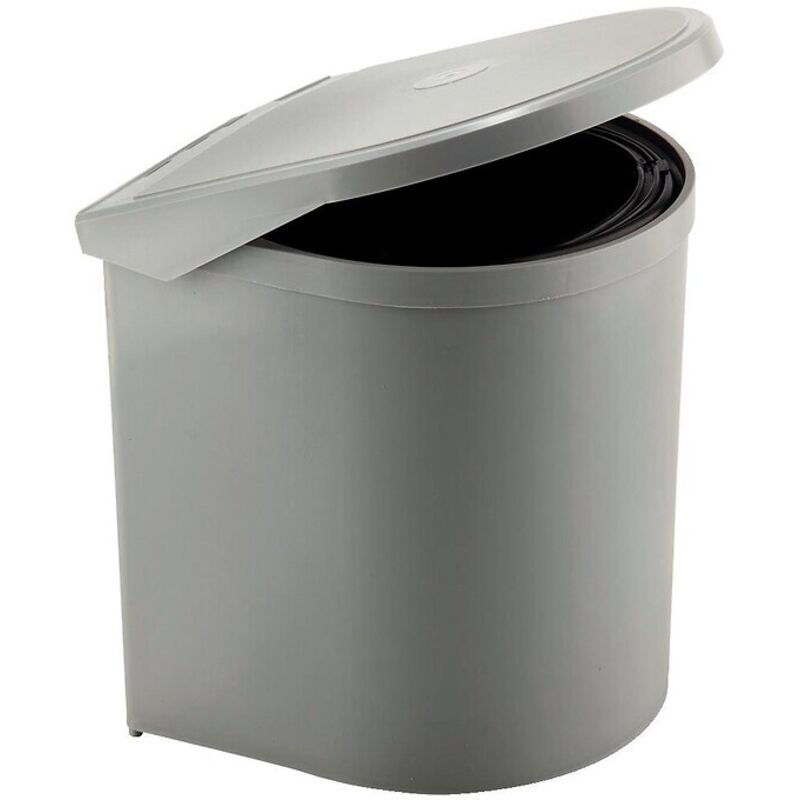 Poubelle de porte à ouverture automatique Ponza pour cuisine - en plastique - finition gris - fixation côté du meuble - 10L - ELLETIPI