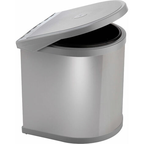 Poubelle de porte pivotante automatique - 13 l - Décor : Inox / Gris - Matériau : Inox / Plastique - ELLETIPI