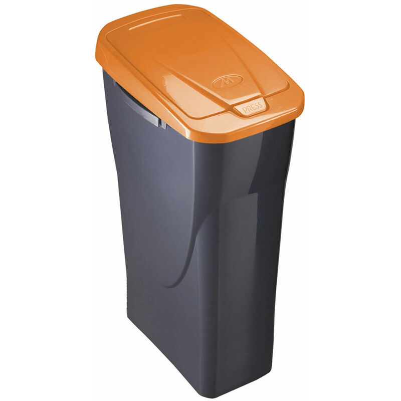 Mondex - papelera 15 litros ecobin con tapa color negro/naranja 31x20x42cm
