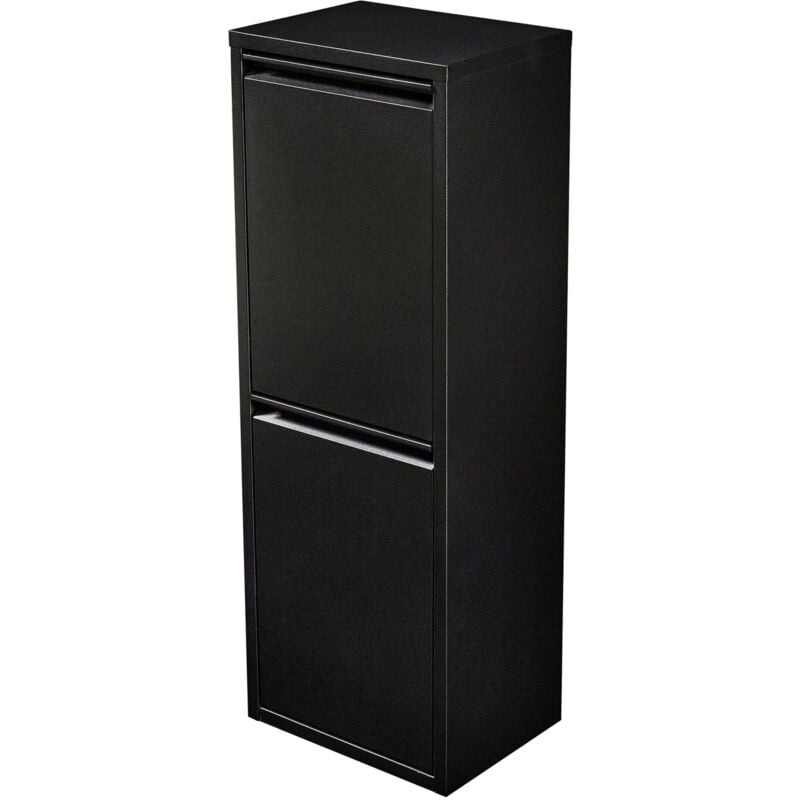 Poubelle de recyclage murale à 2 bacs amovibles 93 x 33 x 25 cm noir