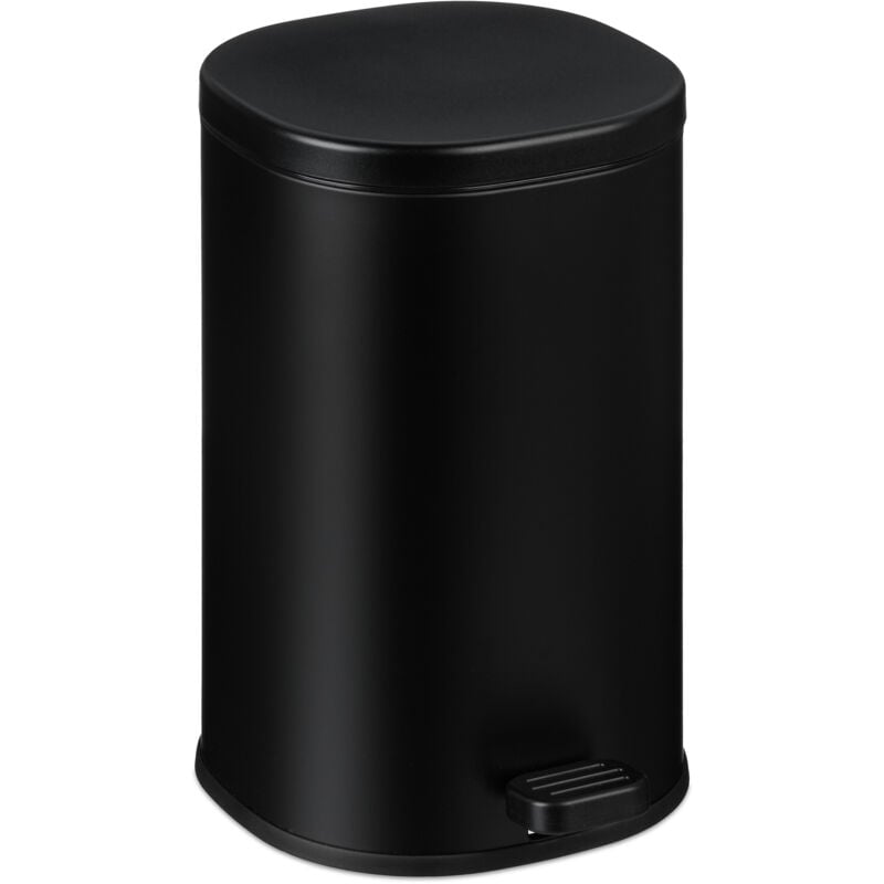 Relaxdays Poubelle de salle de bain, 5 litres, seau intérieur amovible, surface mate, pédale pratique, noire