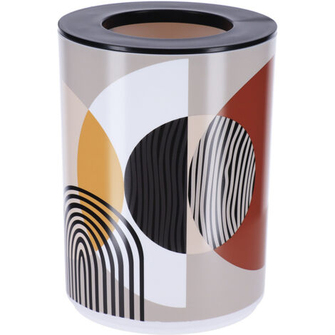 Poubelle de salle de bain 5L avec couvercle amovible déco Trendy Jaune et Terracotta - TENDANCE