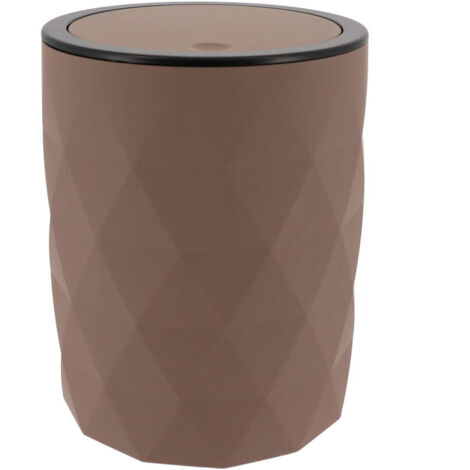 Poubelle de salle de bain 6L avec couvercle à bascule - déco Diamant Marron et noir - TENDANCE
