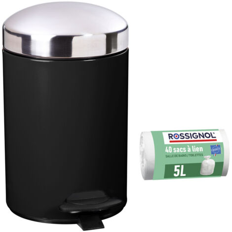 Poubelle de salle de bain à pédale 3L et 40 sacs poubelle 5L - BONNY ROSSIGNOL