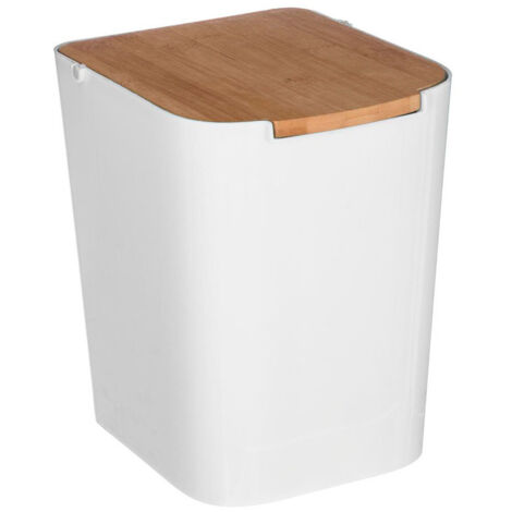 Poubelle De Salle De Bain Bambou-Blanc 5l Collection 'BALTIK'