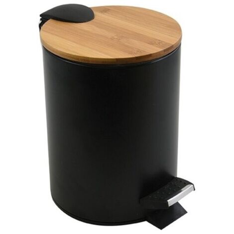 Poubelle de salle de bain de 3 litres, aspect bois noir