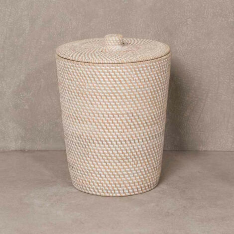 Poubelle de salle de bain en fibre végétale - Crème