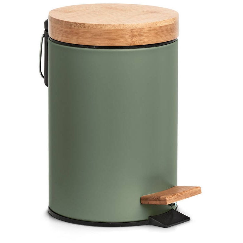 Poubelle de salle de bain en métal et bambou, ø 16,8 cm