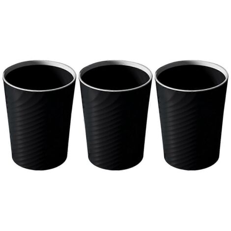 Poubelle de salle de bain, petite poubelle avec sac poubelle (lot de 3), noire