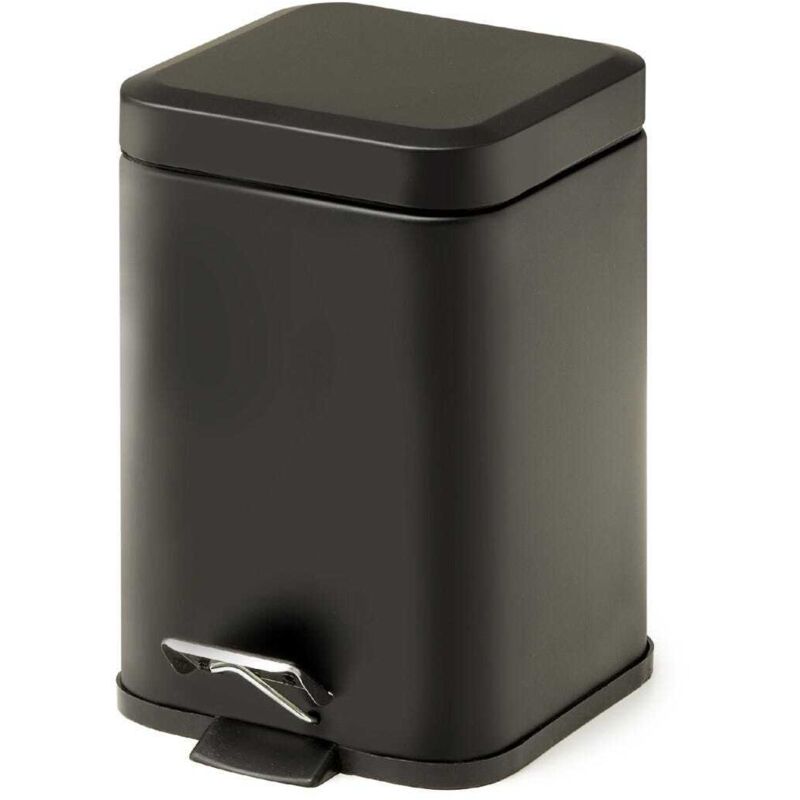 Poubelle De Salle De Bain Rectangulaire En Acier Noir 3L Artemisia