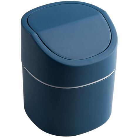 Poubelle de Table avec Couvercle,Mini Poubelle Plastique,Petite Poubelle de Table pour Les Chambres à Coucher, Les Salles à Manger, Les Salles de Bains, Les Bureaux Etc. (Bleu)