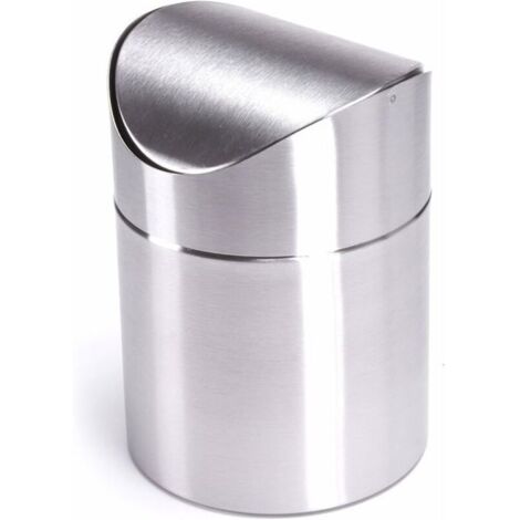Poubelle de table inox avec couvercle pivotant - Mini bac 15L pour cuisine/bureau/cosmétiques