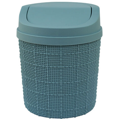 Poubelle de table Poubelle de table avec couvercle basculant 85 g Design compact pour salle de bain Bleu 11,5 x 16 cm 1 pièce