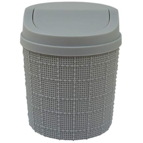 Poubelle De Table Poubelle De Table Avec Couvercle Basculant 85g Design Compact Pour Salle De Bains Gris 11,5 x 16cm 1 Pièce