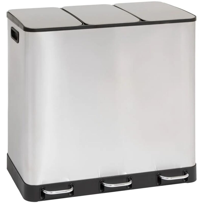 FIVE Simply Smart - Poubelle de Tri 3 Bacs en Métal "Ariane" 18L Argent