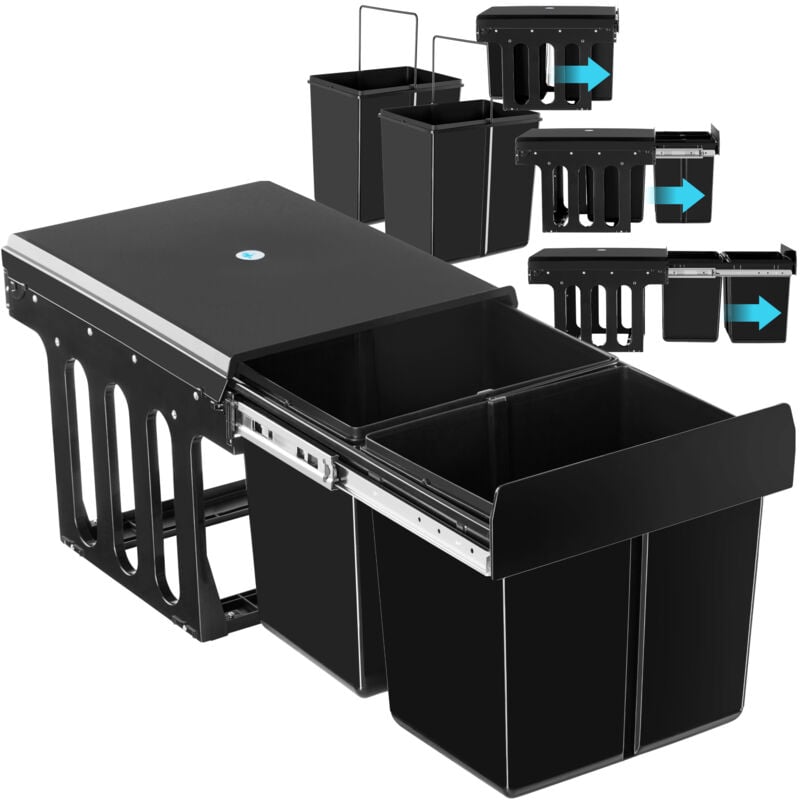 Tectake - Poubelle de tri ashlyn 30 l avec 2 compartiments - noir