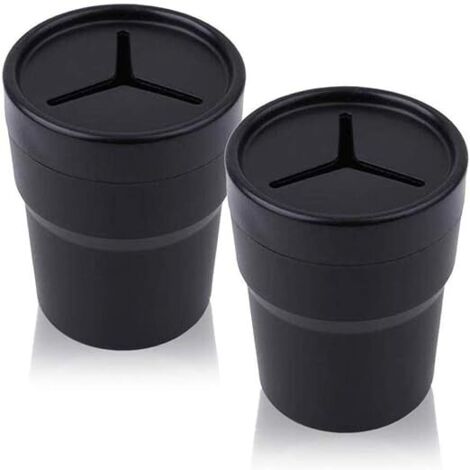 Poubelle de voiture avec couvercle, mini poubelle de voiture étanche, compatible avec le porte-gobelet de la console ou de la portière, pour voiture, maison, bureau, cuisine, salle à manger (lot de 2)