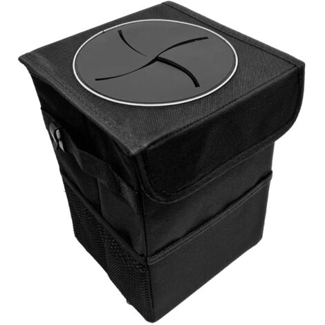 Poubelle de voiture avec couvercle – Sac poubelle de voiture à suspendre avec poches de rangement pliable et portable, organiseur de voiture anti-fuite, grande capacité de 7 L, poubelle multifonction