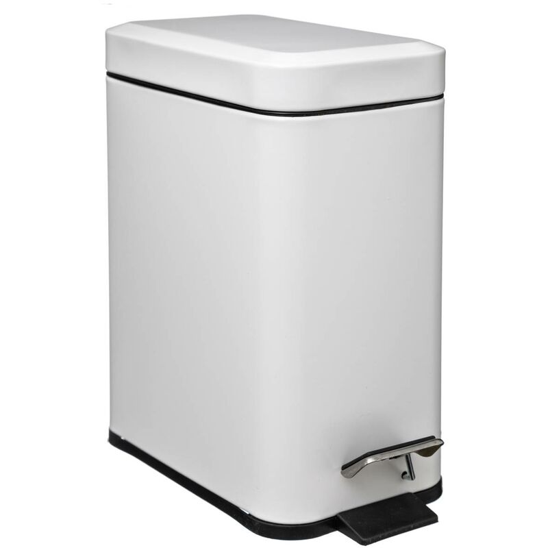 Poubelle rectangle - 5 l - Inox - Blanc - Livraison gratuite