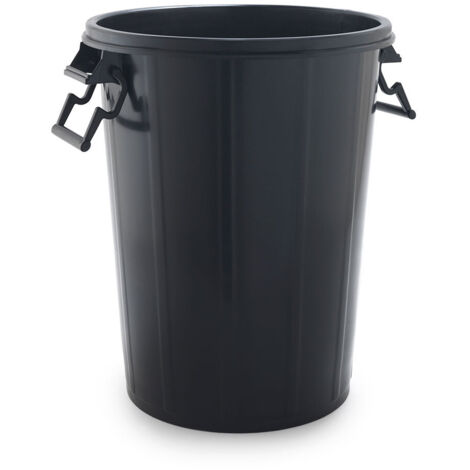 Poubelle d'extérieur 100 litres en polypropylène noir – Ø53 x 65,5 cm – Résistante aux intempéries – Pour espaces communautaires – Ulises
