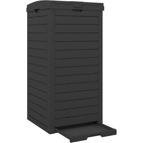 Poubelle d'Extérieur 118L, Poubelle de Jardin avec Couvercle, Poubelle Deco Rectangle avec Bac de Récupération, 40 x 40 x 86 cm (2, Marron)