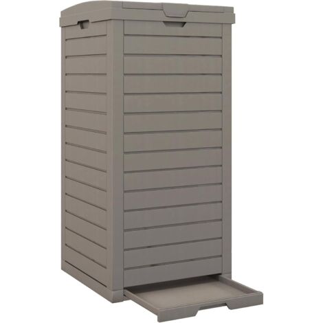 Poubelle d'Extérieur 118L, Poubelle de Jardin avec Couvercle, Poubelle Deco Rectangle avec Bac de Récupération, 40 x 40 x 86 cm (2, Marron)