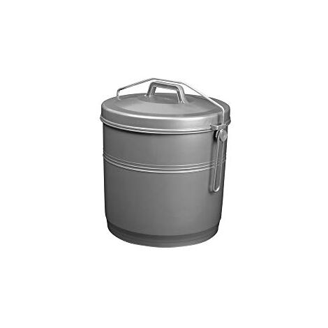 Poubelle d'extérieur 16L en plastique polyéthylène – Coloris gris silver – Anse métallique coulissante – Compatible sacs 16L – Aluminium Et Plastique