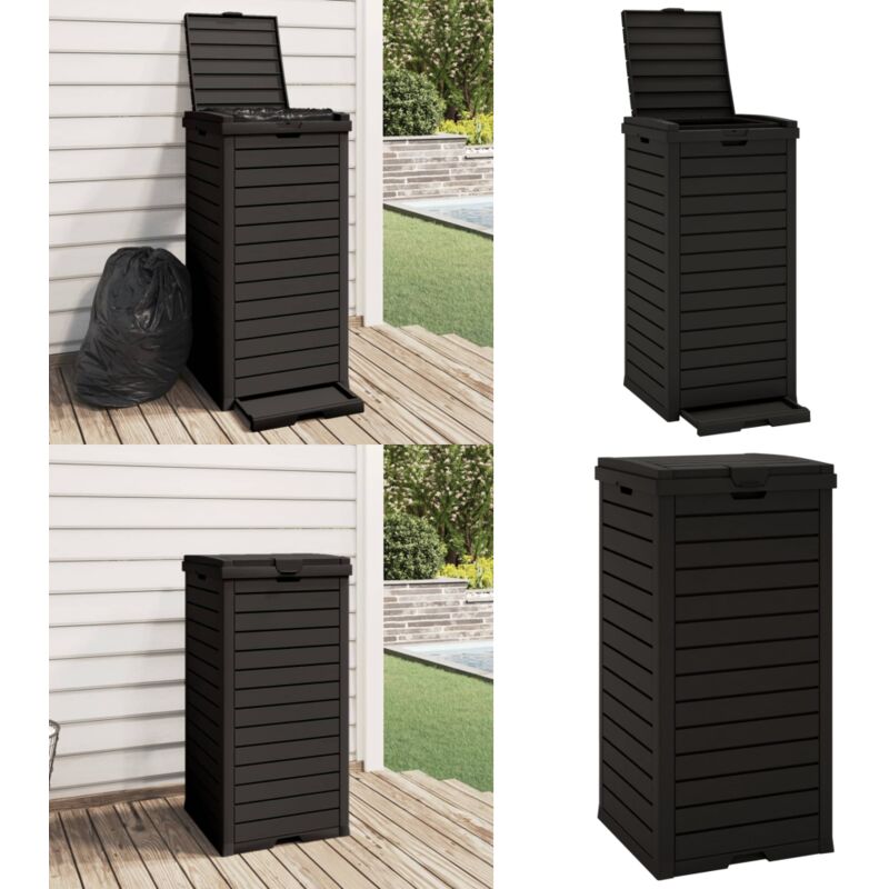 Poubelle d'extérieur noir 41x41x86 cm polypropylène - poubelle extérieure - poubelles extérieures - Home & Living - Noir