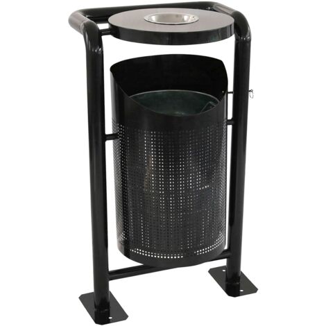 Poubelle d'extérieur sur pieds avec cendrier 30 L