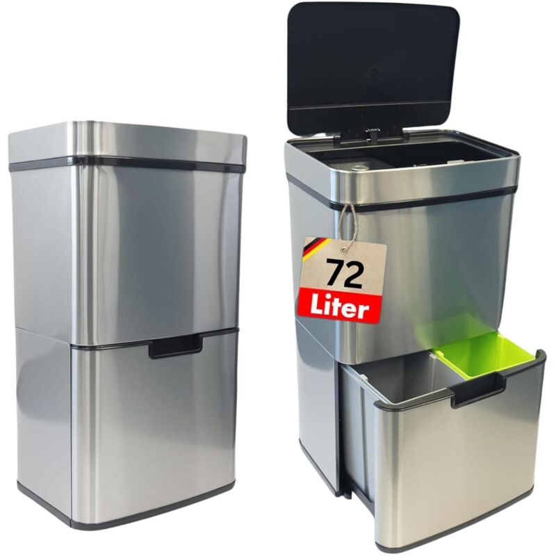 Poubelle Dirk Dédecteur de mouvement pour une ouverture hygiénique 72 l 42 x 31,5 x 82,5 cm