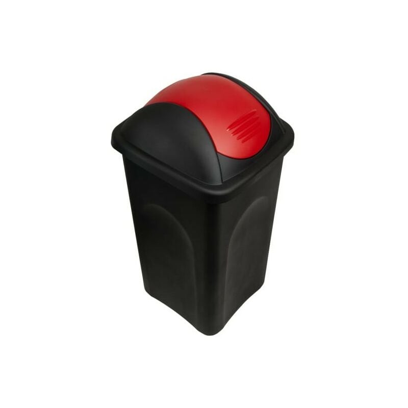 Poubelle domestique 60 l. Rouge et noire. Couvercle rapide