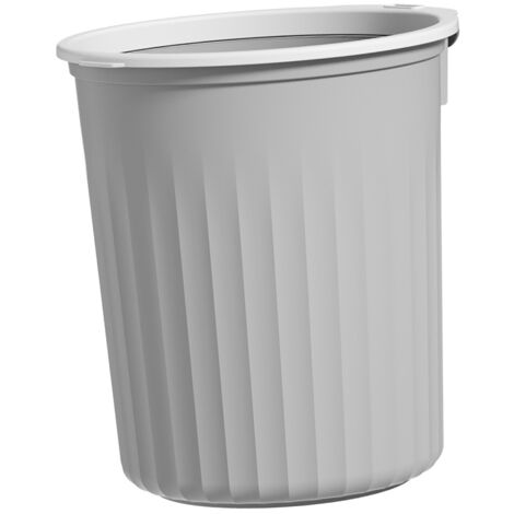 Poubelle Domestique de Grande Capacité 8L Design Arrondi avec Bague de Compression, Gray, Plastique, Small