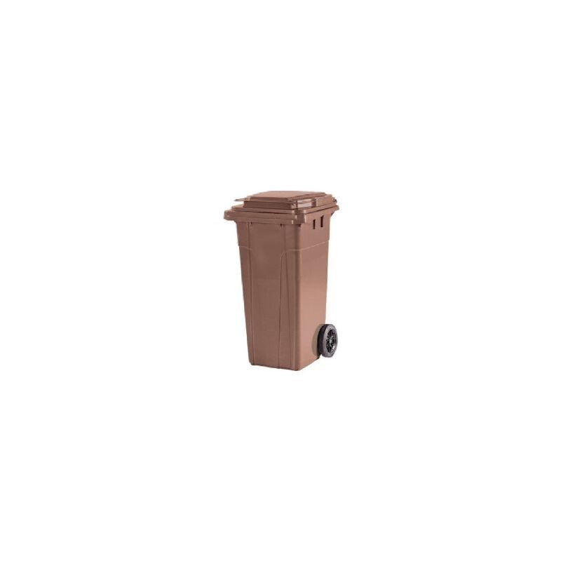 Poubelle Domus 120 litres en polypropyle'ne marron a' roulettes Marrone 120 litri