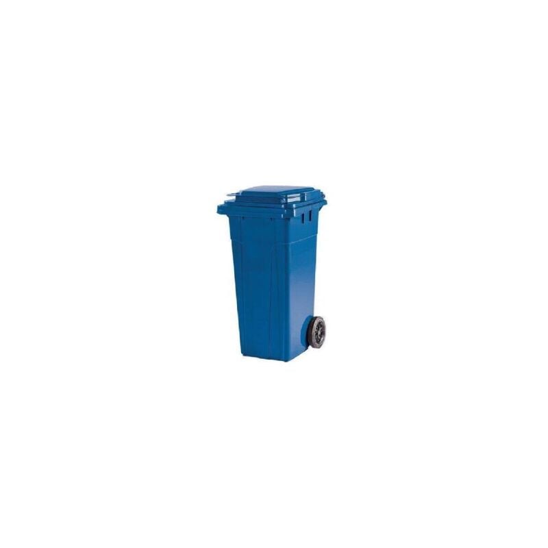 Poubelle Domus 120 litres en polye'thyle'ne bleu clair a' roulettes Azzurro 120 litri