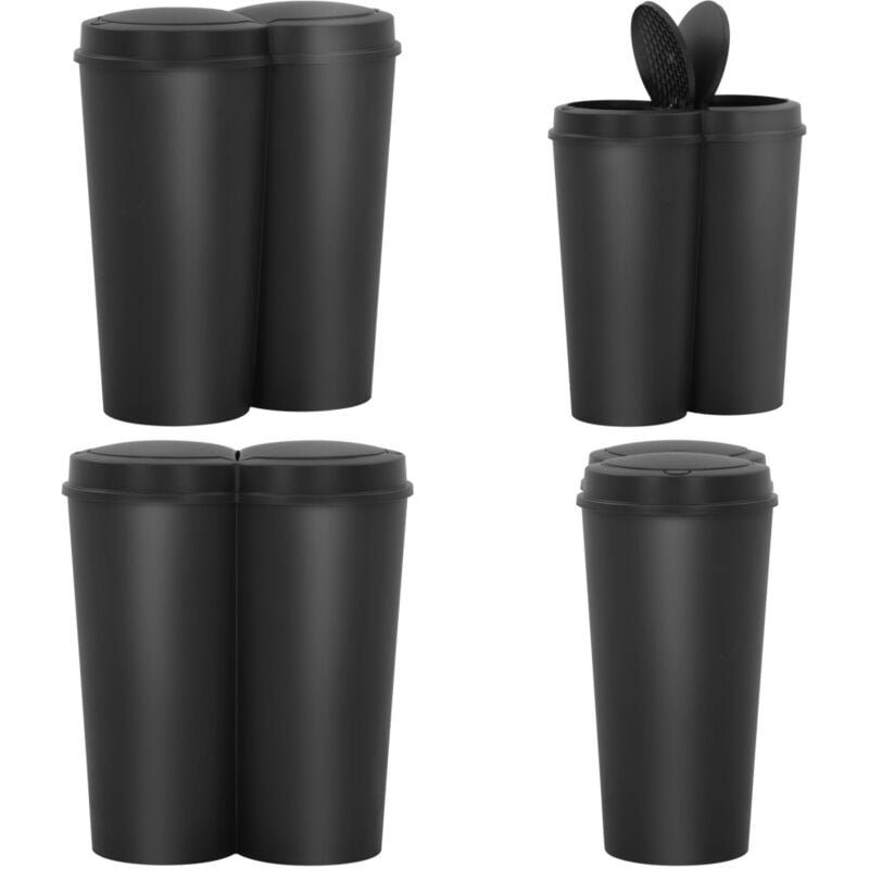 Vidaxl - Poubelle double à ordures Noir 50 l - poubelle - poubelles - Home & Living - Noir