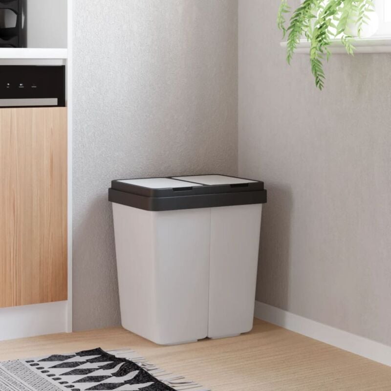 Vidaxl - Poubelle double blanc 2x25 l
