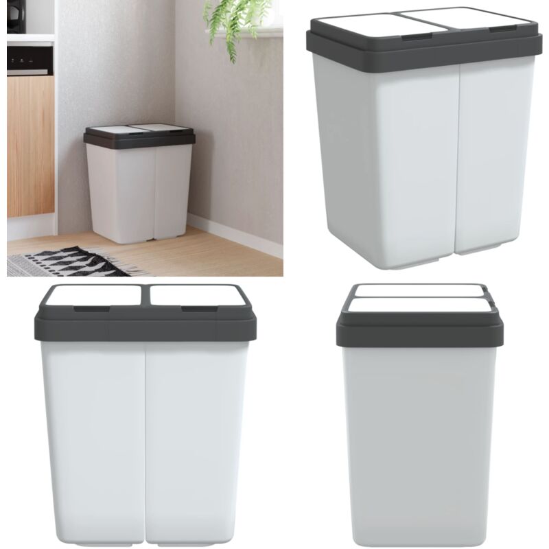 Vidaxl - Poubelle double blanc 2x25 l - poubelle double - poubelles doubles - Home & Living - Blanc