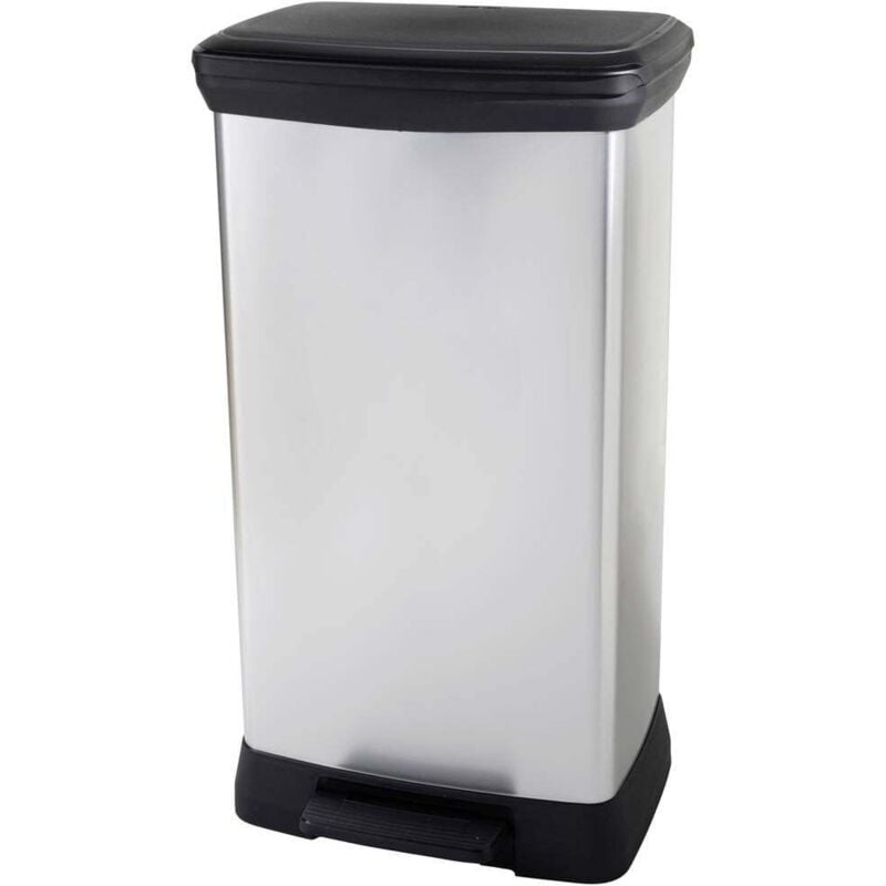 Deco bin metalics 254620 Poubelle 46 l (l x h x p) 407 x 749 x 307 mm argent, noir 1 pc(s) - Curver