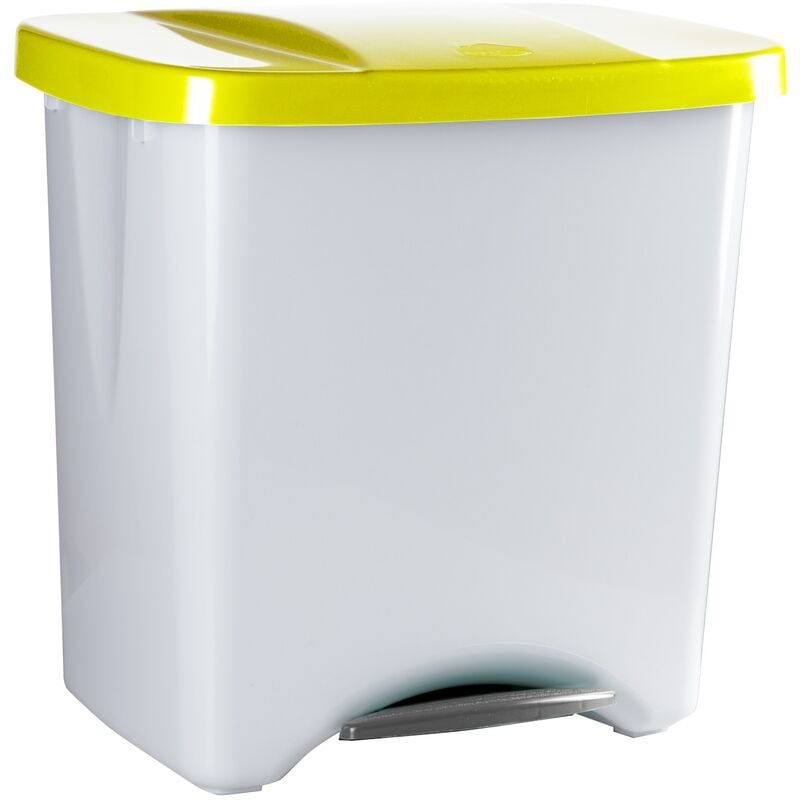 Denox - Poubelle écologique à pédale 50l couvercle jaune Yellow