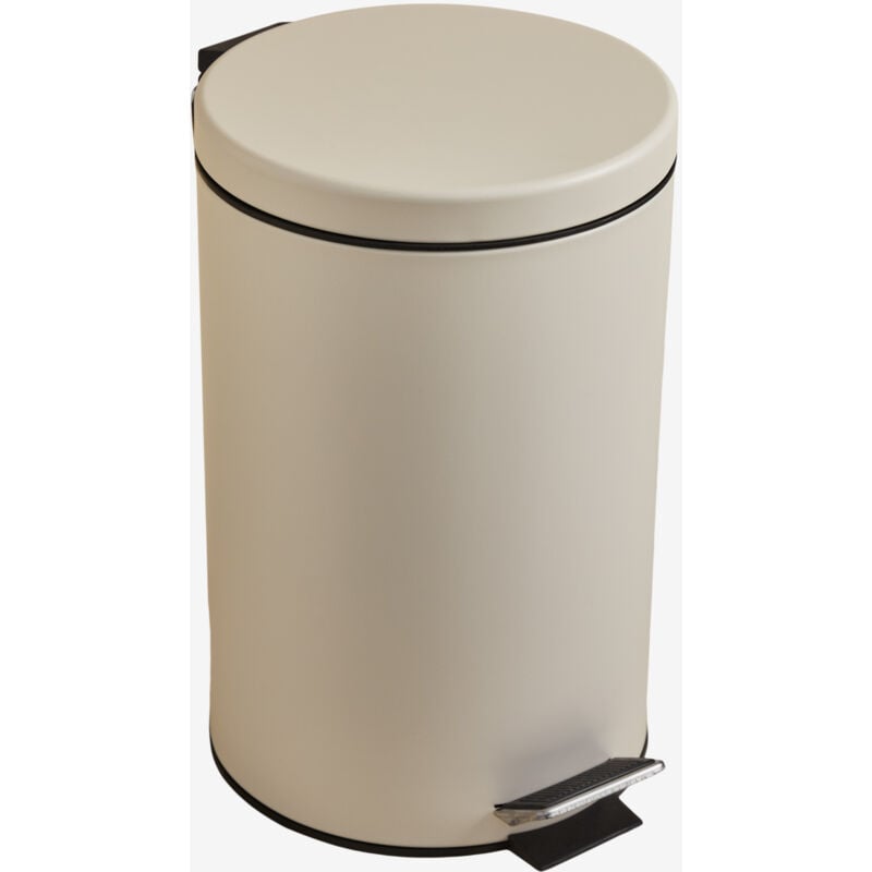 Sklum - Poubelle Eiden avec couvercle et pédale Beige Crème