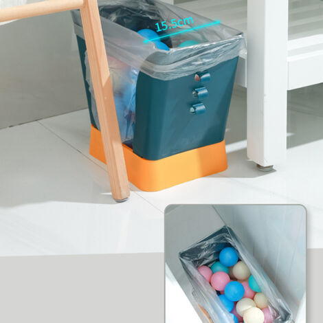 Poubelle Élastique Plastique Rechargeable - Modèle Grande Capacité Bleu et Jaune pour Cuisine/Salle de Bain