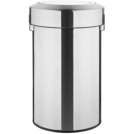 Poubelle en Acier Brossé avec Couvercle Basculant 70L - Bolero