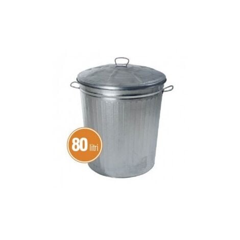 Poubelle en acier galvanisé 80 litres diamètre 48x h50 cm